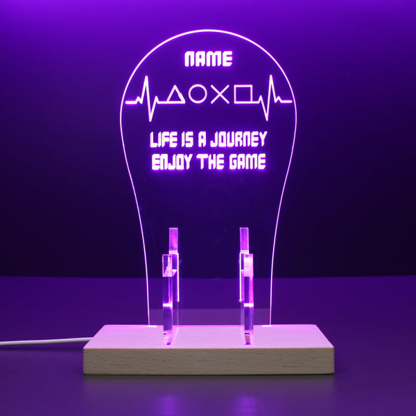 ADVPRO Life is a journey enjoy the game Personalized Gamer LED neon stand hgA-p0064-tm - Purple