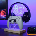 ADVPRO Enjoy every moment skull with game gear Personalized Gamer LED neon stand hgA-p0065-tm - Blue