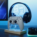 ADVPRO Enjoy every moment skull with game gear Personalized Gamer LED neon stand hgA-p0065-tm - Sky Blue