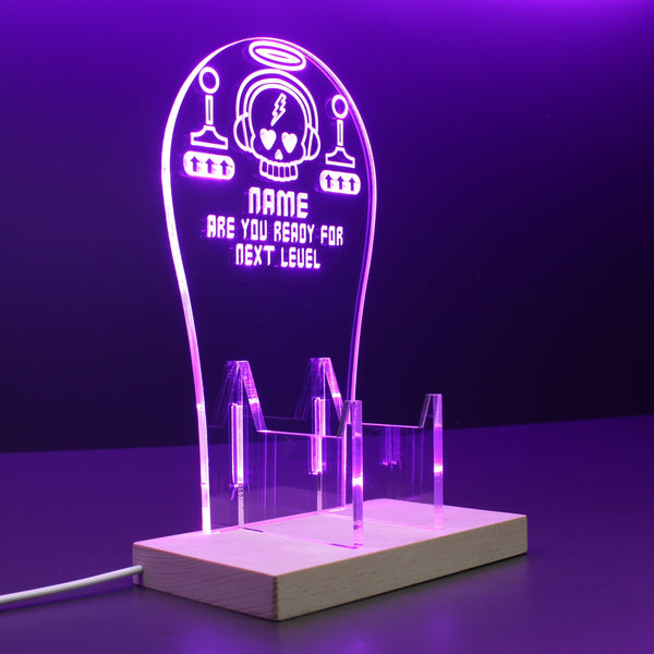 ADVPRO Are you ready for next level Personalized Gamer LED neon stand hgA-p0069-tm - Purple