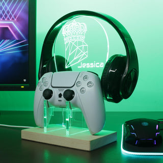 ADVPRO Crown with diamond Personalized Gamer LED neon stand hgA-p0071-tm - Green
