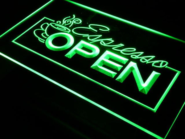ADVPRO Open Espresso Coffee Cafe Display NR Light Sign st4-i020 - Green