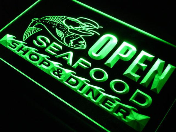 ADVPRO Open Seafood Restaurant Diner Neon Light Sign st4-j650 - Green