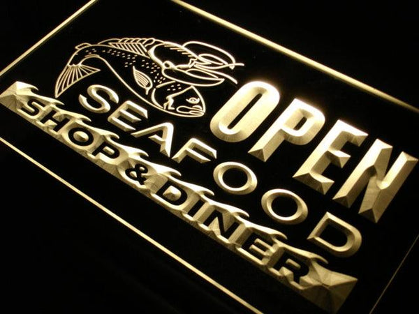 ADVPRO Open Seafood Restaurant Diner Neon Light Sign st4-j650 - Yellow
