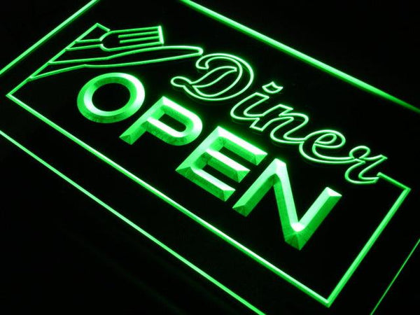 ADVPRO Diner Open Knife Fork Cafe Neon Light Sign st4-j718 - Green