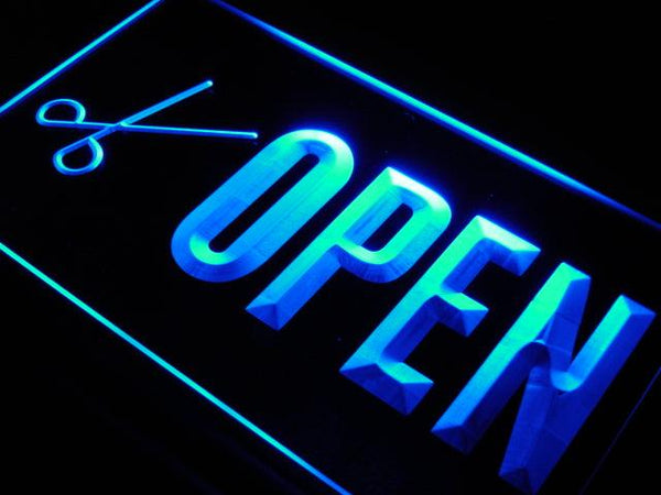 ADVPRO Open Scissor Hair Cut Barber NR Neon Light Sign st4-j726 - Blue