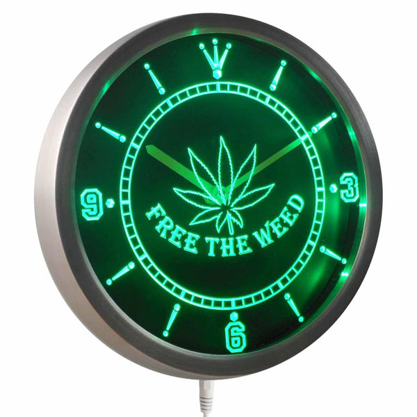 AdvPro - Free The Weed Marijuana Cannabis High Life Neon Sign LED Wall Clock nc0040 - Neon Clock