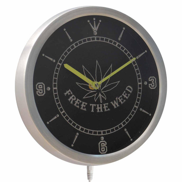 ADVPRO Free The Weed Marijuana High Life Neon Sign LED Wall Clock nc0040 - Multi-color