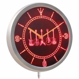 ADVPRO Guitar Weapons Band Room Neon Sign LED Wall Clock nc0150 - Red