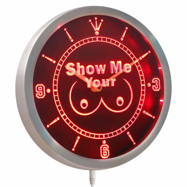 ADVPRO Show Me Your Tits Neon Sign LED Wall Clock nc0242 - Red