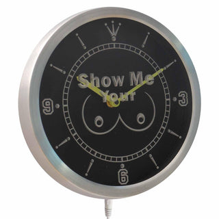 ADVPRO Show Me Your Tits Neon Sign LED Wall Clock nc0242 - Multi-color