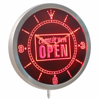 ADVPRO Come in We're Open Shop Neon Sign LED Wall Clock nc0243 - Red
