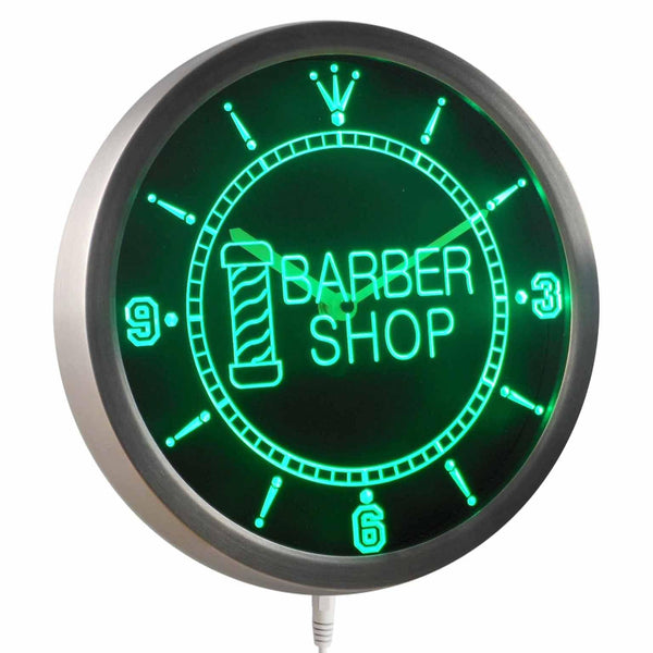 ADVPRO Barber Pole Shop Hair Cut Open Neon Sign LED Wall Clock nc0245 - Green