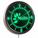 ADVPRO Nails Open Beauty Salon Neon Sign LED Wall Clock nc0246 - Green