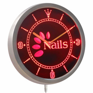 ADVPRO Nails Open Beauty Salon Neon Sign LED Wall Clock nc0246 - Red