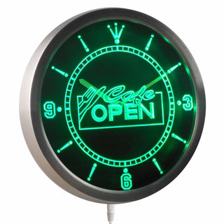 ADVPRO Cafe Open Display Neon Sign LED Wall Clock nc0247 - Green