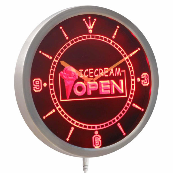 AdvPro - Ice Cream Open Cafe Shop Neon Sign LED Wall Clock nc0249 - Neon Clock