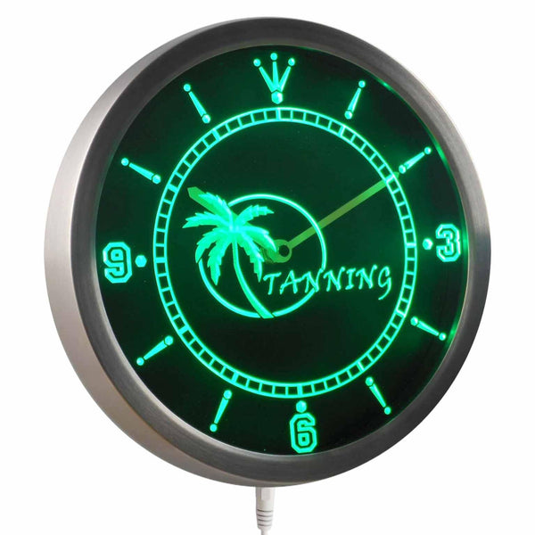 ADVPRO Tanning Body Care Sun Neon Sign LED Wall Clock nc0251 - Green
