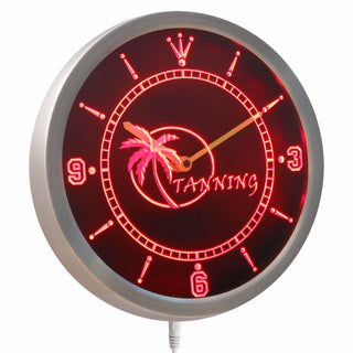 ADVPRO Tanning Body Care Sun Neon Sign LED Wall Clock nc0251 - Red