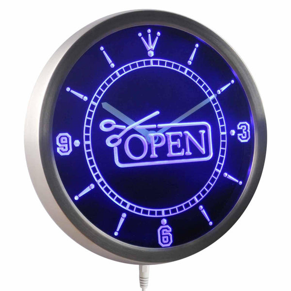 AdvPro - Hair Cut Open Scissor Neon Sign LED Wall Clock nc0252 - Neon Clock