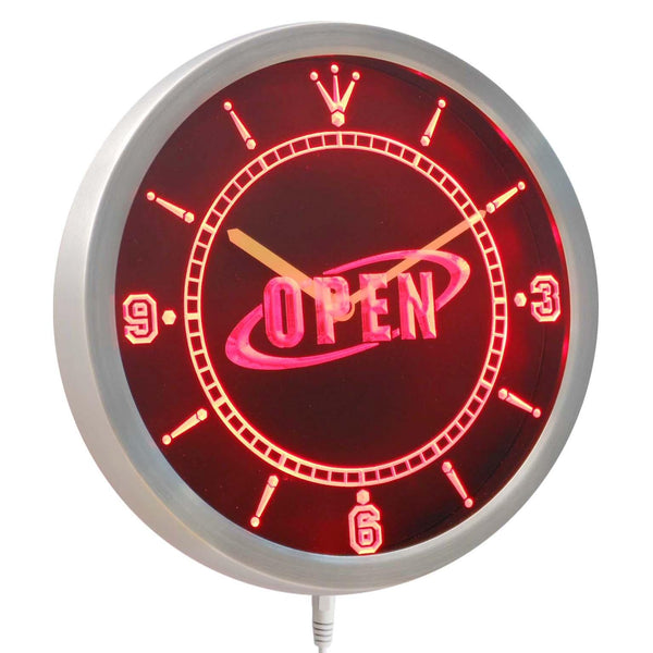ADVPRO Open Cafe Shop Bar Pub Neon Sign LED Wall Clock nc0254 - Red