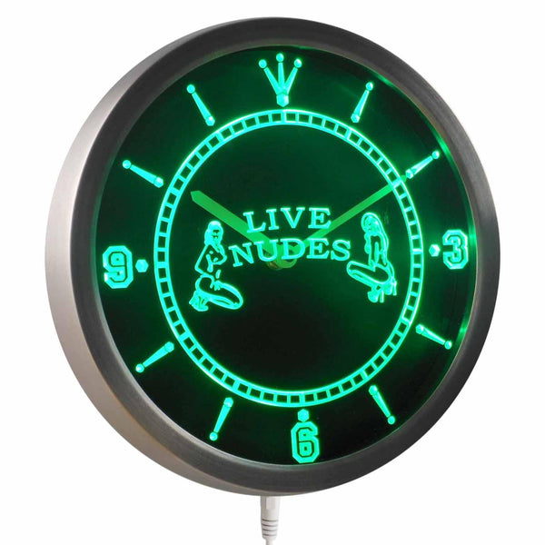 ADVPRO Open Live Nude Exotic Dancer Bar Beer Neon Sign LED Wall Clock nc0255 - Green