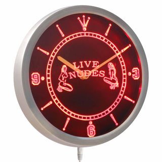 ADVPRO Open Live Nude Exotic Dancer Bar Beer Neon Sign LED Wall Clock nc0255 - Red