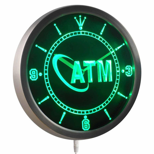 ADVPRO ATM Display Decor Neon Sign LED Wall Clock nc0256 - Green