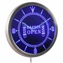 ADVPRO Barber Pole Hair Cut Open Neon Sign LED Wall Clock nc0257 - Blue
