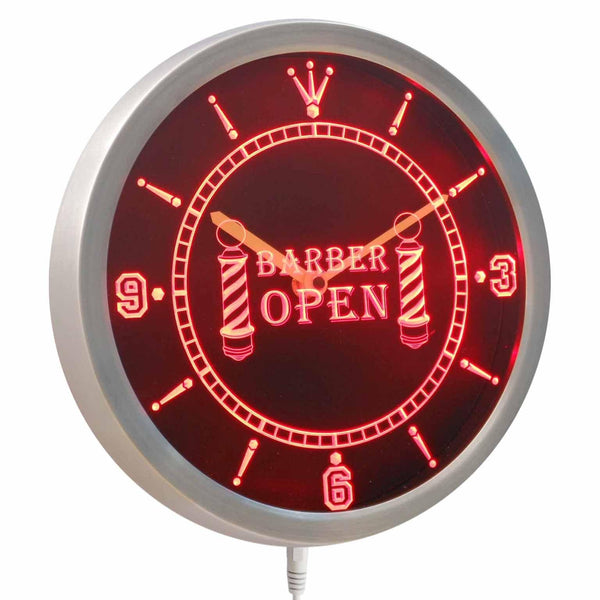 ADVPRO Barber Pole Hair Cut Open Neon Sign LED Wall Clock nc0257 - Red