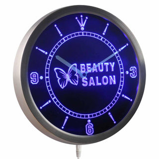 ADVPRO Beauty Salon Butterfly Shop Neon Sign LED Wall Clock nc0258 - Blue