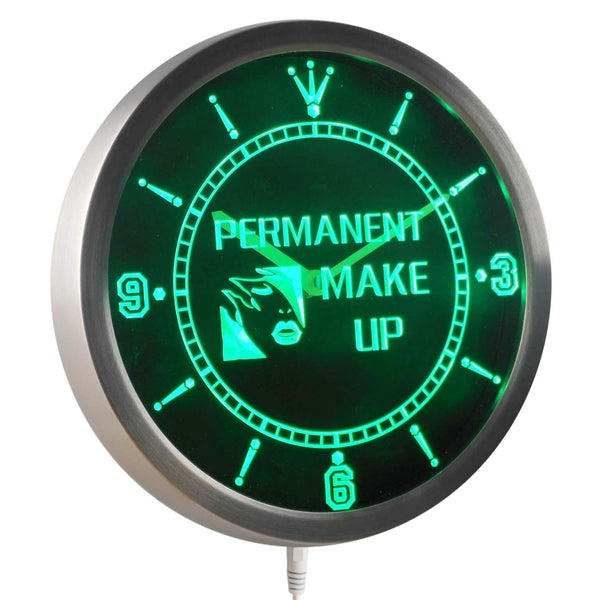 ADVPRO Permanent Make Up Beauty Salon Neon Sign LED Wall Clock nc0261 - Green