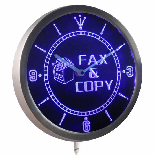ADVPRO Fax & Copy Shop Gift Neon Sign LED Wall Clock nc0262 - Blue