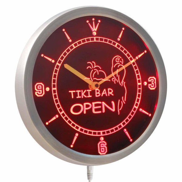 AdvPro - Tike Bar Open Parrot Neon Sign LED Wall Clock nc0264 - Neon Clock