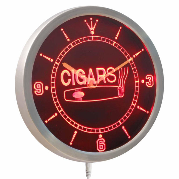 ADVPRO Open Cigars Cigarette Bar Neon Sign LED Wall Clock nc0265 - Red