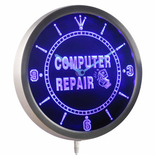 ADVPRO Computer Repair Services Gift Neon Sign LED Wall Clock nc0267 - Blue