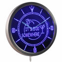 ADVPRO ITS 5:00 Somewhere Margarita Neon Sign LED Wall Clock nc0268 - Blue