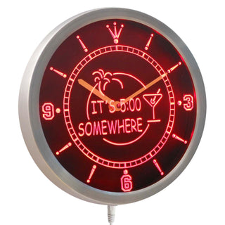 ADVPRO ITS 5:00 Somewhere Margarita Neon Sign LED Wall Clock nc0268 - Red