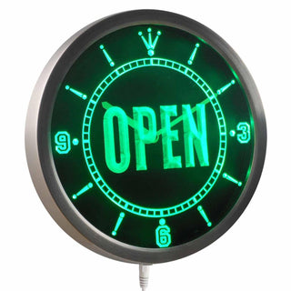 ADVPRO Open Shop Bar Club Restaurant Cafe Neon Sign LED Wall Clock nc0271 - Green