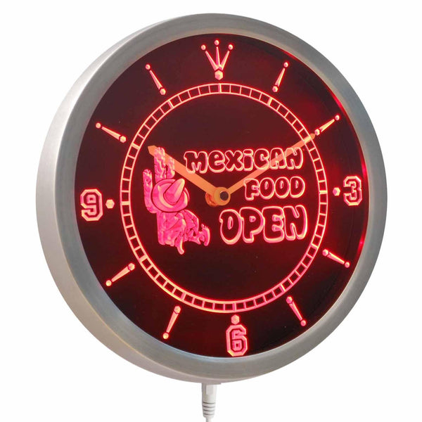 ADVPRO Open Mexican Food Cactu Bar Neon Sign LED Wall Clock nc0273 - Red