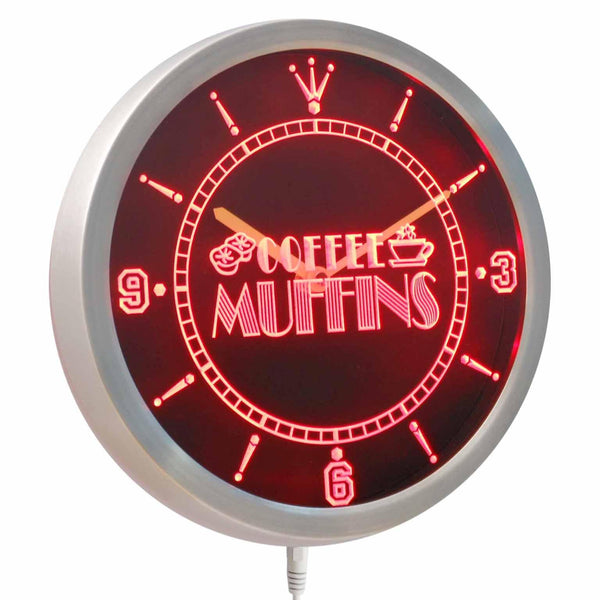 ADVPRO Open Coffee Shop Muffins Neon Sign LED Wall Clock nc0274 - Red
