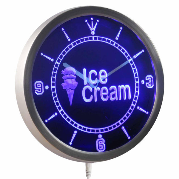 ADVPRO Ice Cream Shop Neon Sign LED Wall Clock nc0276 - Blue