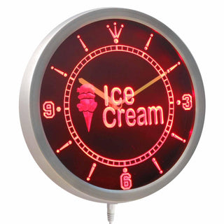 ADVPRO Ice Cream Shop Neon Sign LED Wall Clock nc0276 - Red
