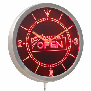 ADVPRO Restaurant Open Cafe Food Display Neon Sign LED Wall Clock nc0278 - Red