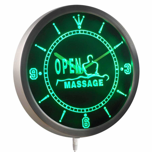 ADVPRO Massage Open Shop Display Gift Neon Sign LED Wall Clock nc0279 - Green