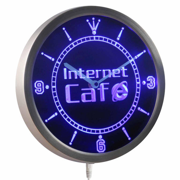ADVPRO Internet CAF? Shop Neon Sign LED Wall Clock nc0280 - Blue