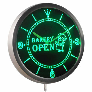 ADVPRO Bakery Open Shop Bread Neon Sign LED Wall Clock nc0281 - Green