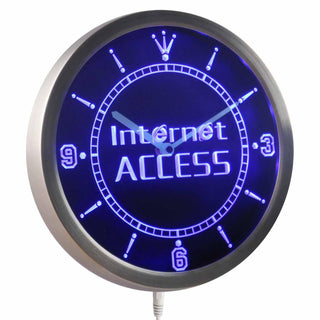 ADVPRO Internet Access Wi-Fi Free Display Neon Sign LED Wall Clock nc0285 - Blue