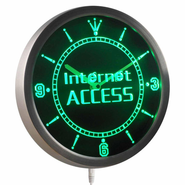 ADVPRO Internet Access Wi-Fi Free Display Neon Sign LED Wall Clock nc0285 - Green