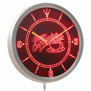 ADVPRO Open Espresso Cappuccino Coffee Cafe Neon Sign LED Wall Clock nc0286 - Red